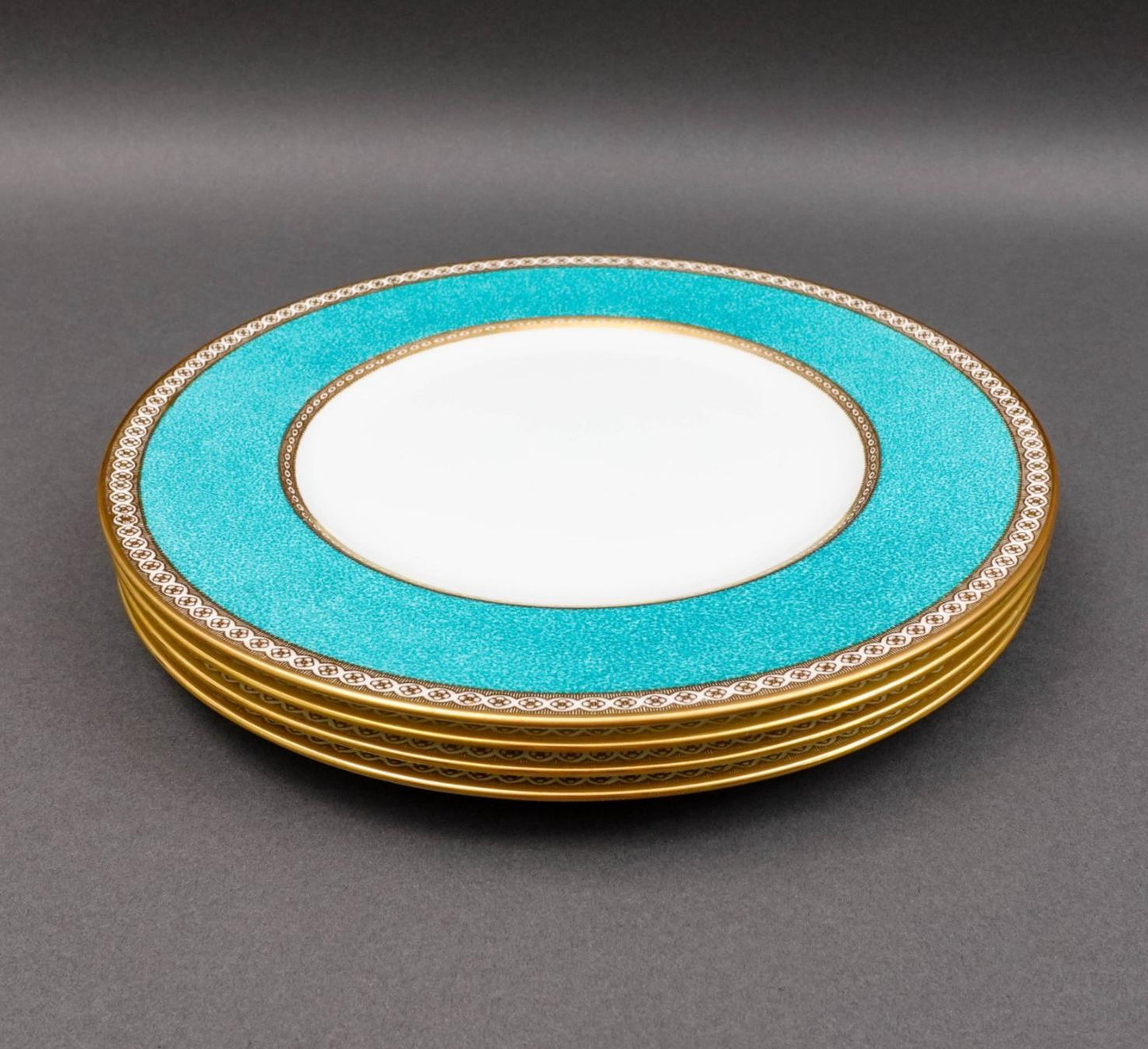 Wedgwood England Ulander Powder Turquoise 10 1/2" Dinner Plate Set Of 4