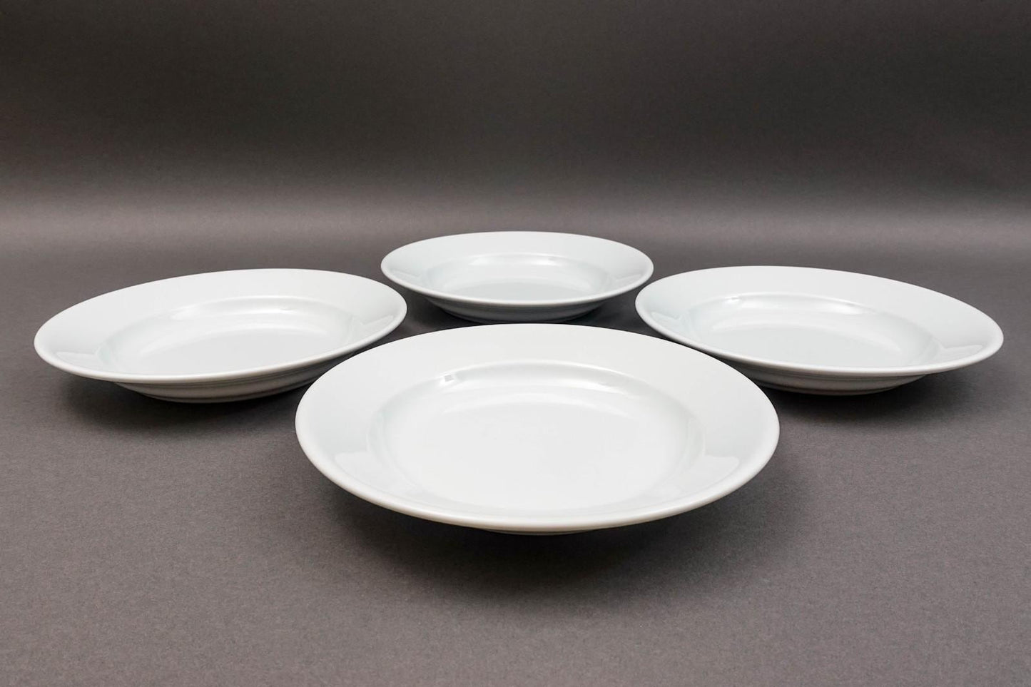 Apilco France White Porcelain 9" Shallow Soup Pasta Salad Bowl Set Of 4