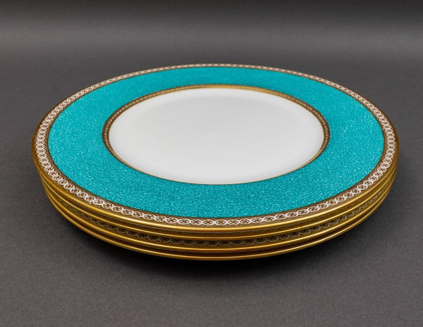 Wedgwood England Ulander Powder Turquoise 10 1/2" Dinner Plate Set Of 4