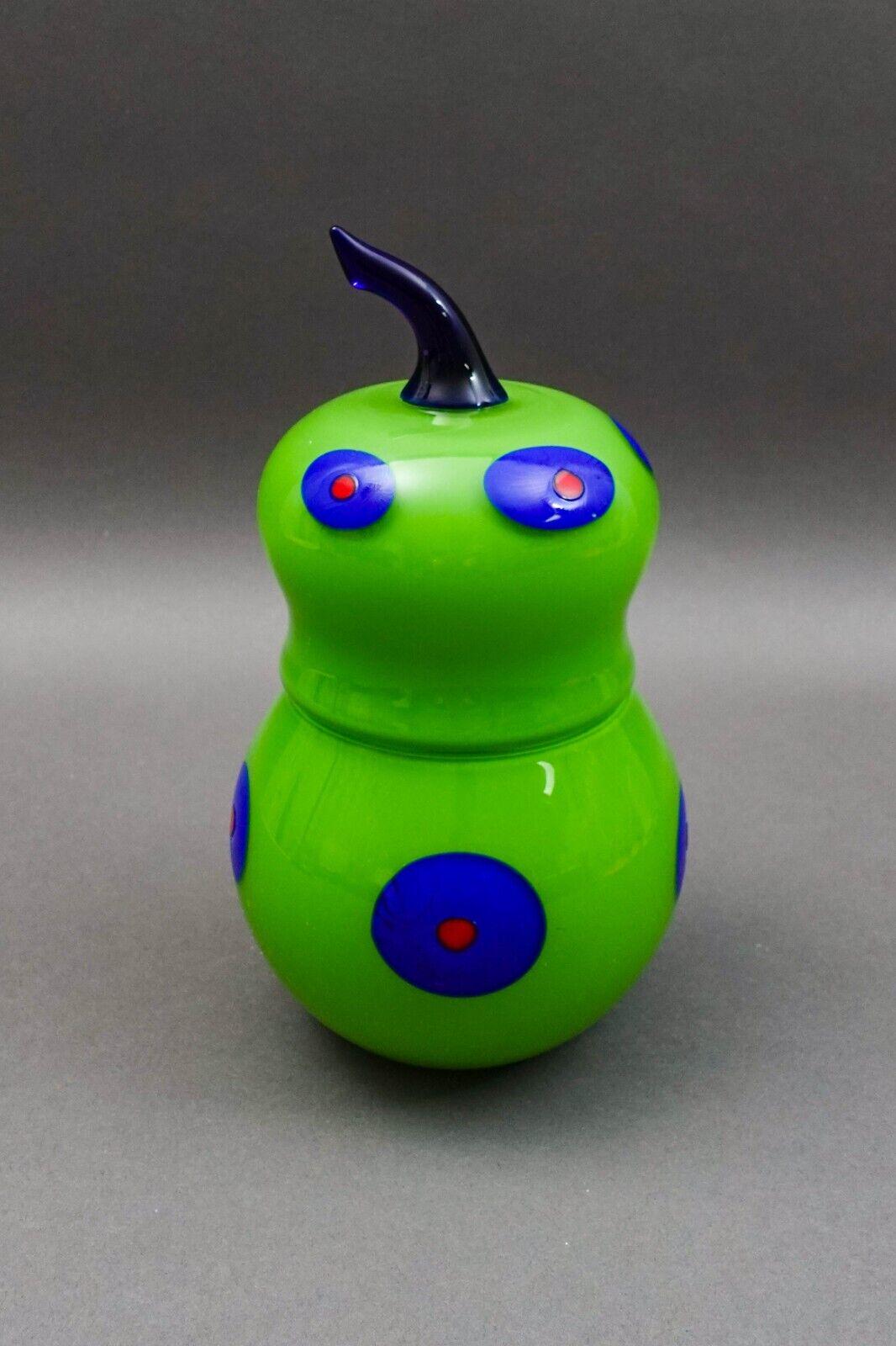 Shafaq Malik B.A.G. Czech Borovier & Toso Green Art Glass Pear Candy Jar (Read)