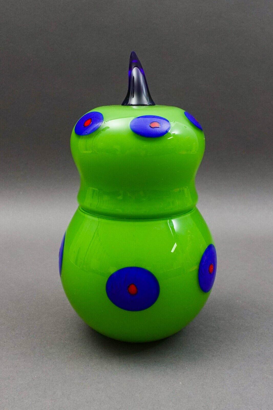 Shafaq Malik B.A.G. Czech Borovier & Toso Green Art Glass Pear Candy Jar (Read)
