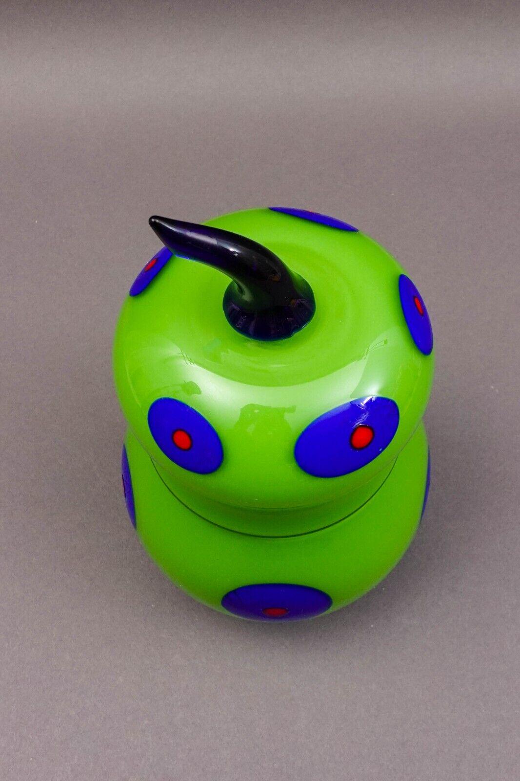 Shafaq Malik B.A.G. Czech Borovier & Toso Green Art Glass Pear Candy Jar (Read)