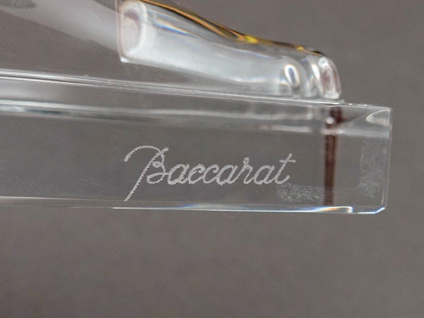 Baccarat France Signed Crystal Sphinx Art Glass Paperweight Figurine Sculpture