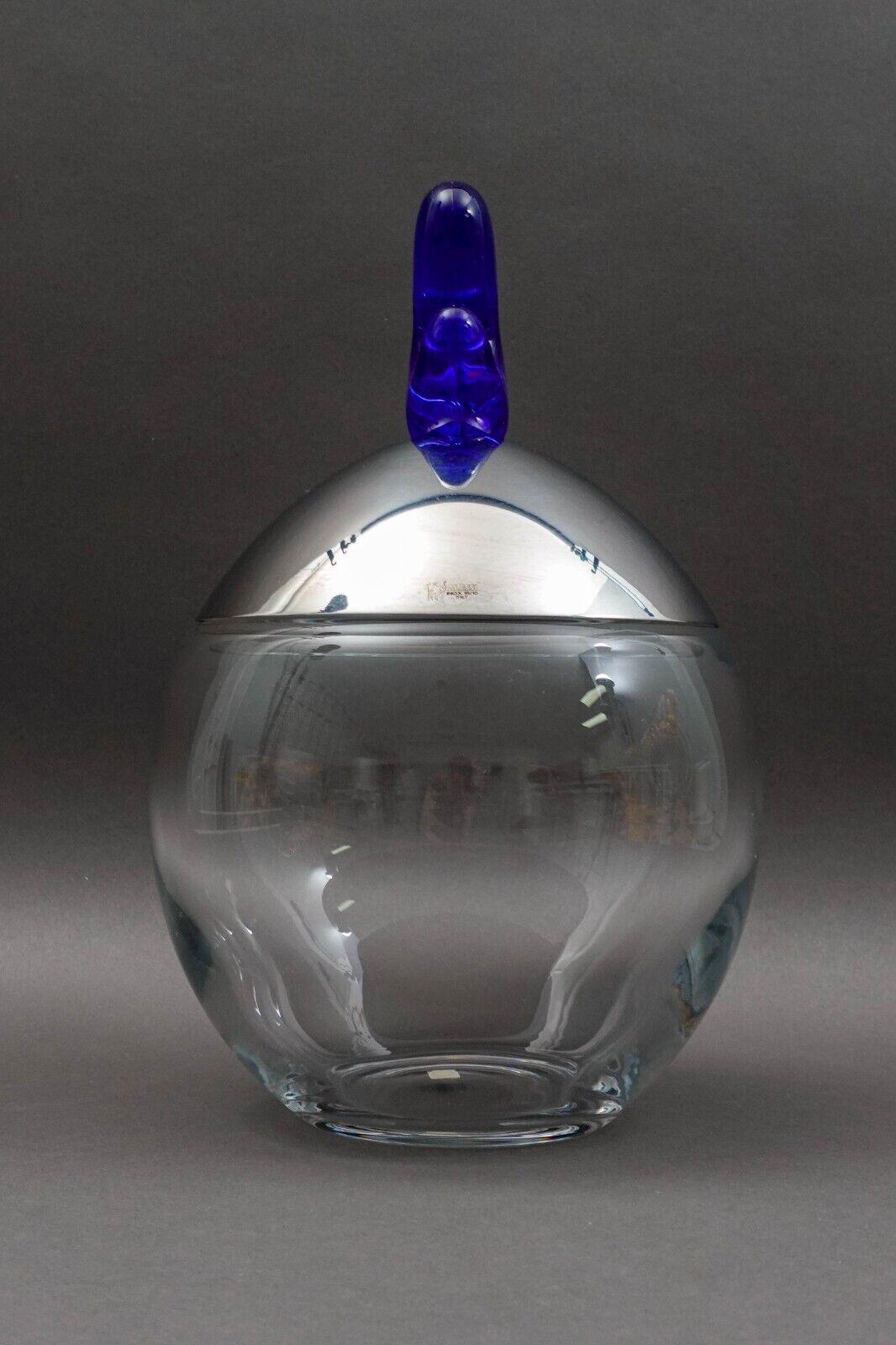 Alessi Italy Joanna Lyle "Big Ovo" Large Inox Glass Biscuit Cookie Jar 12 1/2"