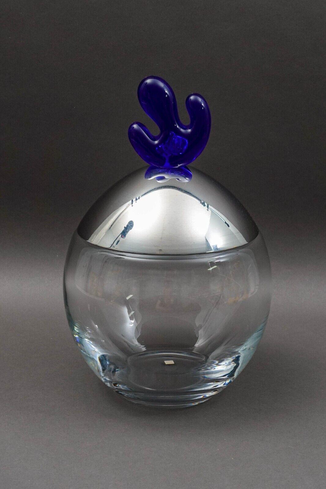 Alessi Italy Joanna Lyle "Big Ovo" Large Inox Glass Biscuit Cookie Jar 12 1/2"