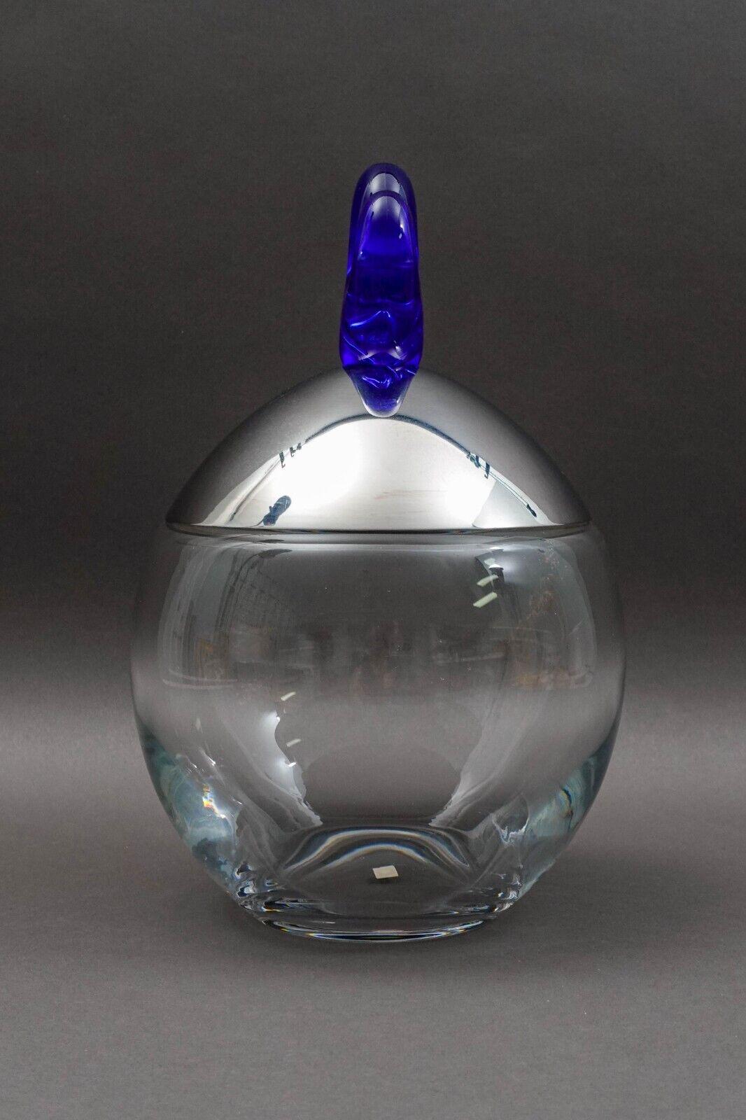 Alessi Italy Joanna Lyle "Big Ovo" Large Inox Glass Biscuit Cookie Jar 12 1/2"