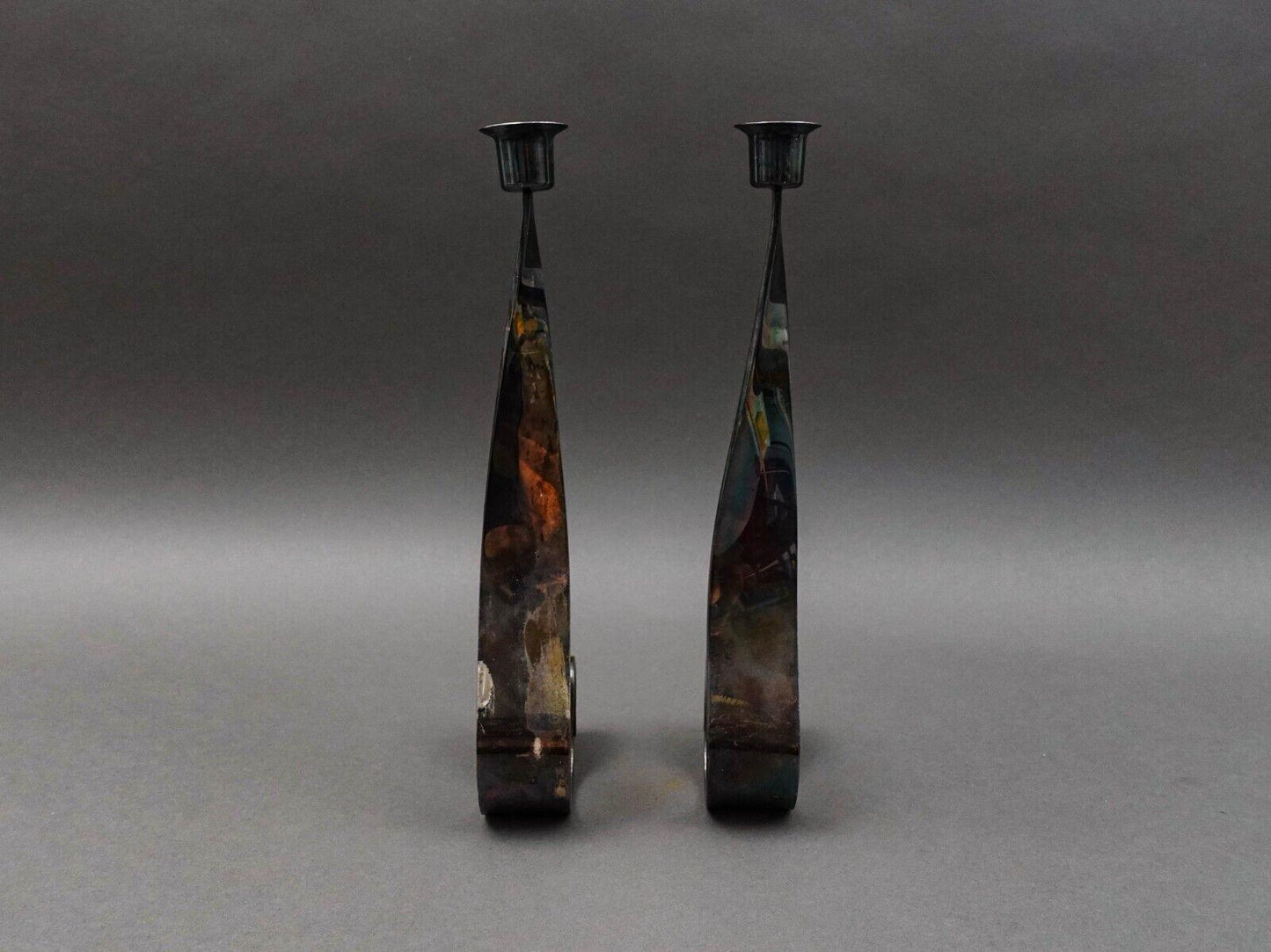 FALA Italy Guido Neist Modernist Silver Plated Candlestick Candle Holder Pair