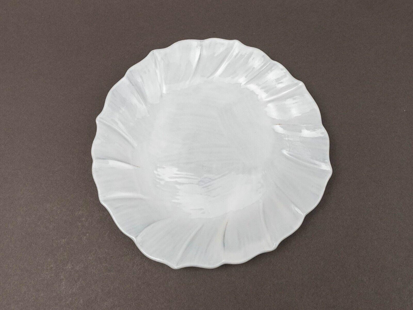 Vietri Italy Incanto Ruffle White Gray 8 1/4" Salad Plate Set Of 3