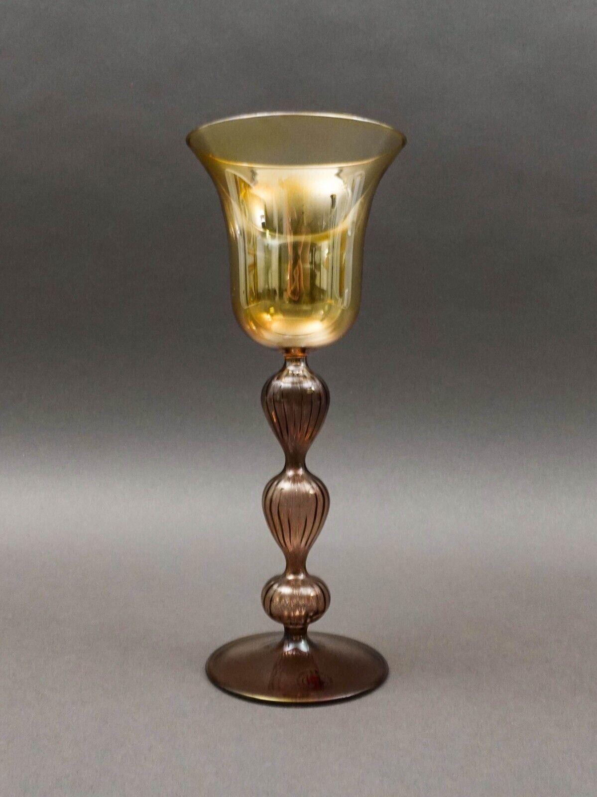Parise Vetro Venetian Italian Murano Hand Blown Art Glass Wine Goblet Stemware