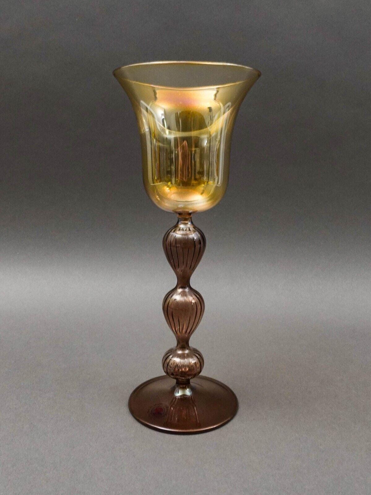 Parise Vetro Venetian Italian Murano Hand Blown Art Glass Wine Goblet Stemware