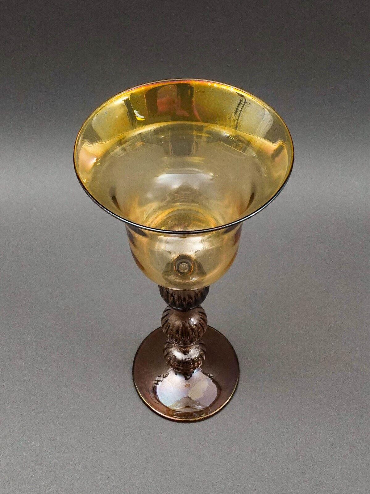 Parise Vetro Venetian Italian Murano Hand Blown Art Glass Wine Goblet Stemware