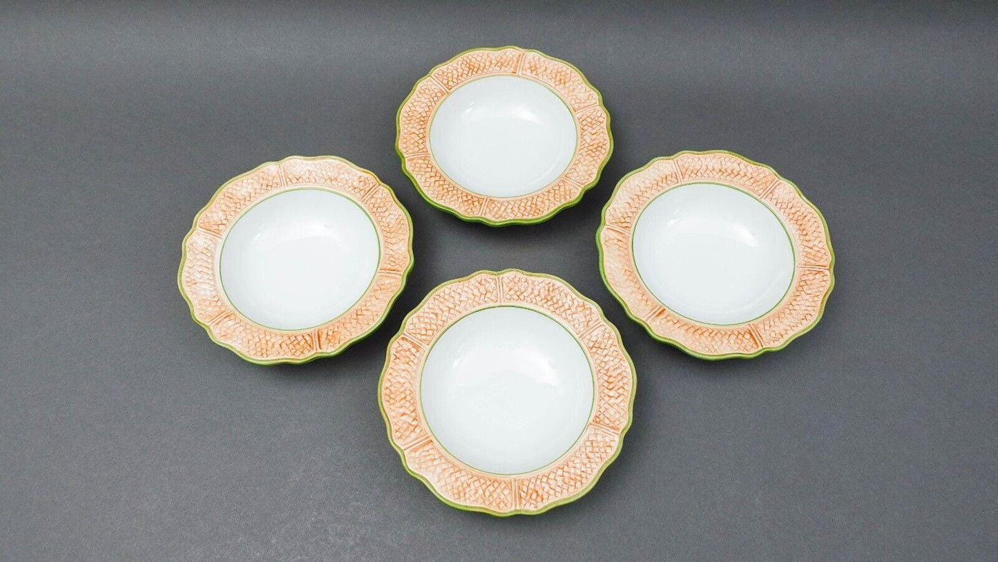 Vietri Italy Oasi Oasis Palm Tree Scales 7 1/2" Rimmed Soup Cereal Bowl Set Of 4