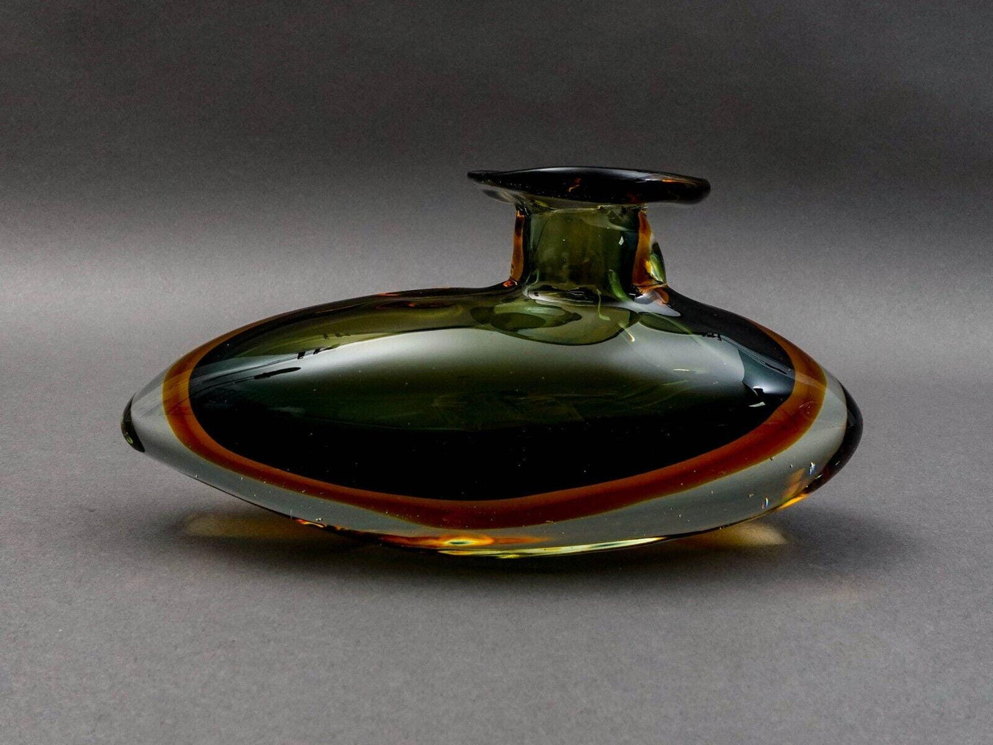 Flavio Poli For Seguso Vintage Murano Sommerso Submarine Art Glass Vase