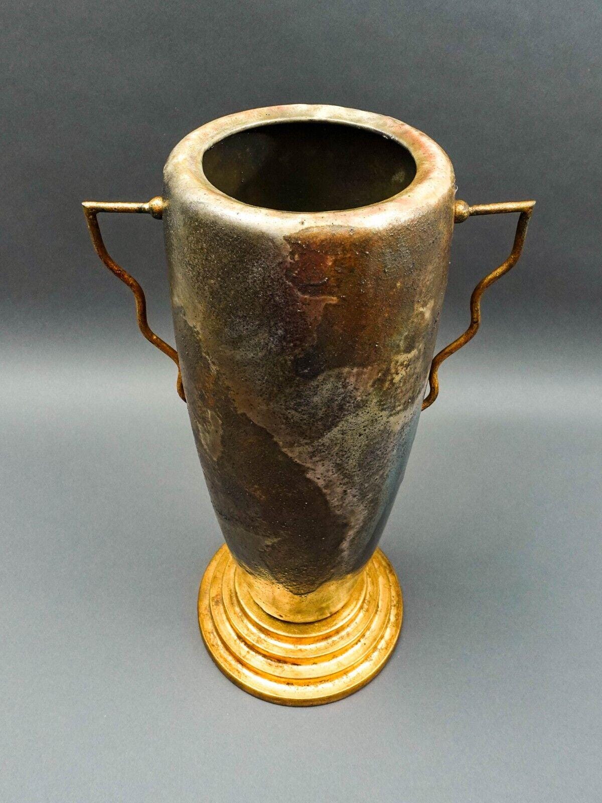 Tony Evans 1998 California Studio Raku Ceramic Art Pottery Monumental Vase 18"