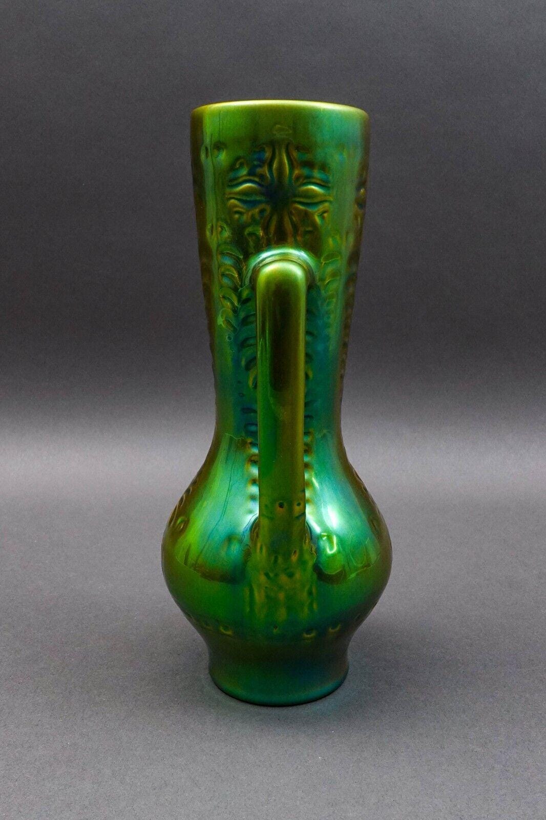 Zsolnay Hungary Vintage Art Deco Eosin Tankard Pitcher Ewer Jug Vase 10 3/8"