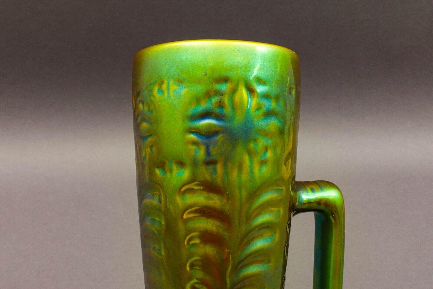 Zsolnay Hungary Vintage Art Deco Eosin Tankard Pitcher Ewer Jug Vase 10 3/8".