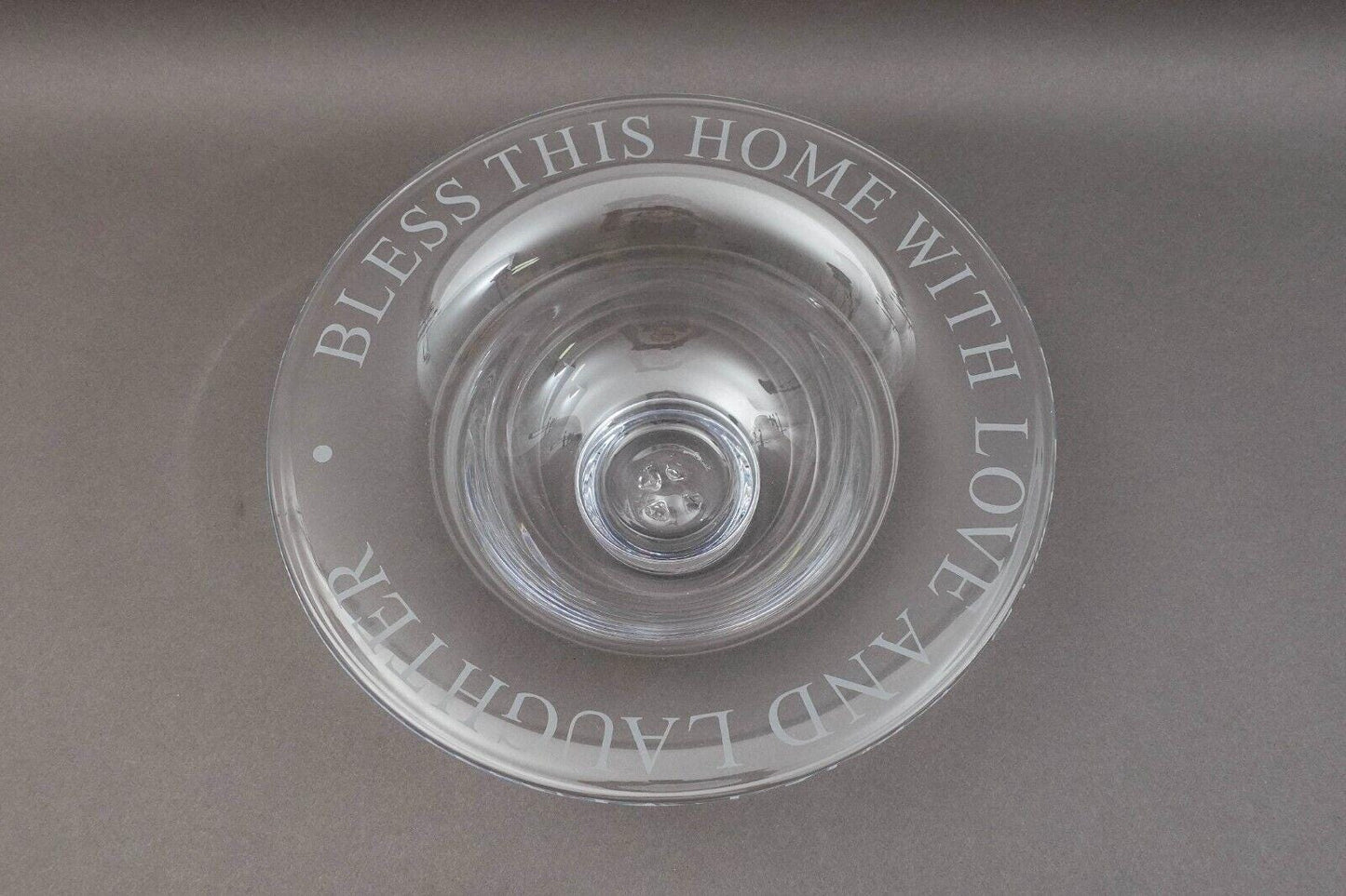 Simon Pearce Bless This Home With Love And Laughter Crystal Centerpiece Bowl 14"