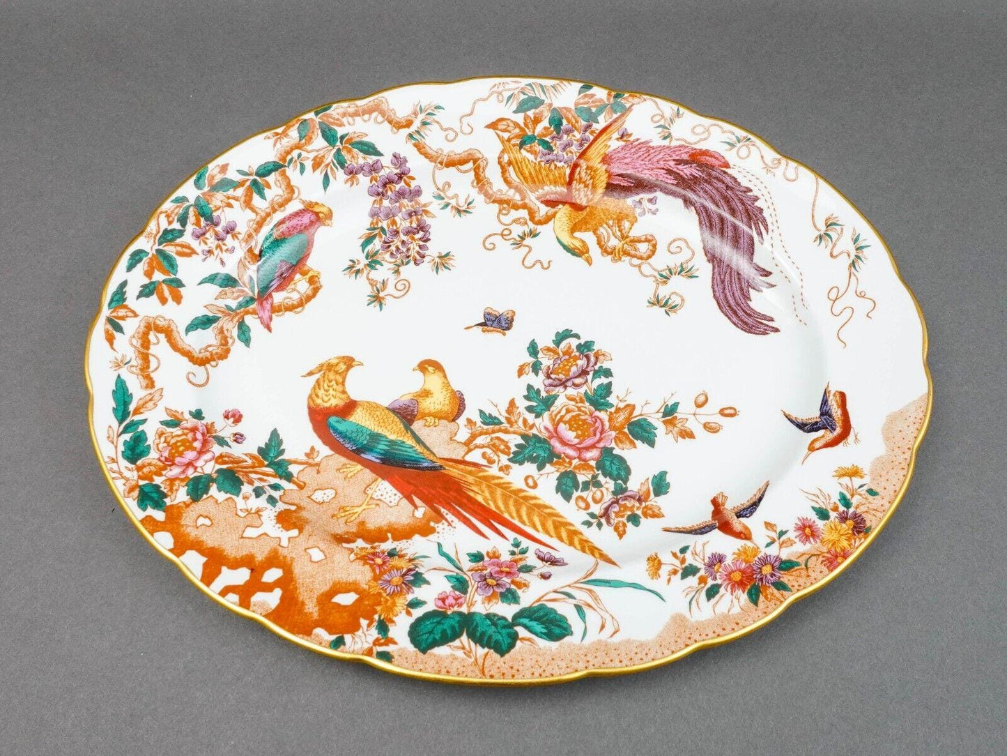 Royal Crown Derby Olde Avesbury Birds 15" Bone China Oval Serving Platter
