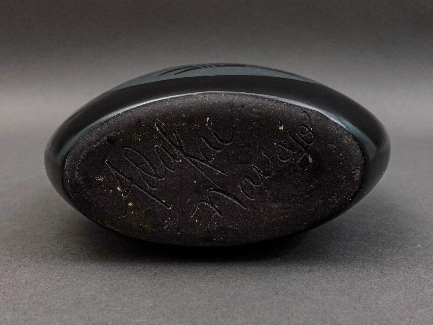 Adakai Navajo Signed Vintage Southwest Black Pottery Vessel Vase