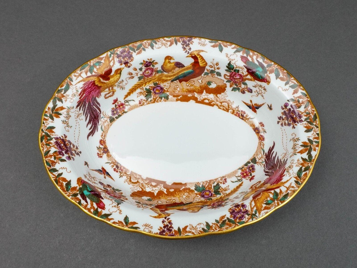 Royal Crown Derby Olde Avesbury Birds Bone China 9 5/8" Open Vegetable Bowl Dish