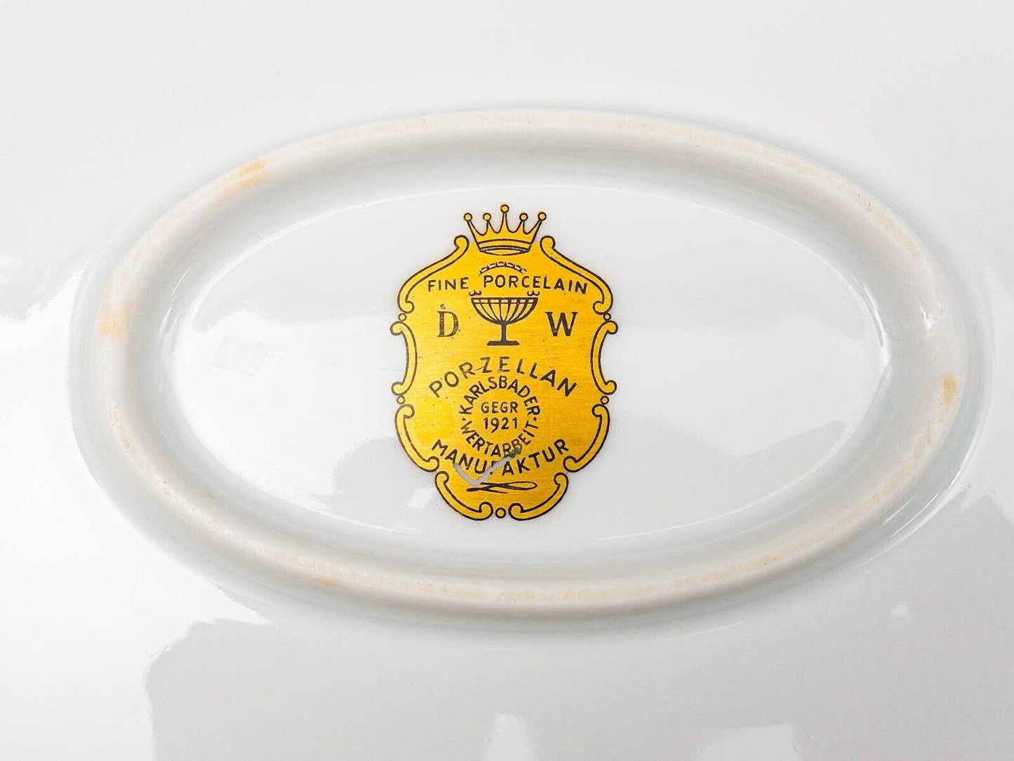 DW Porzellan Karlsbader Wertarbeit Fuchsia Gold Encrusted Oval Serving Platter 2
