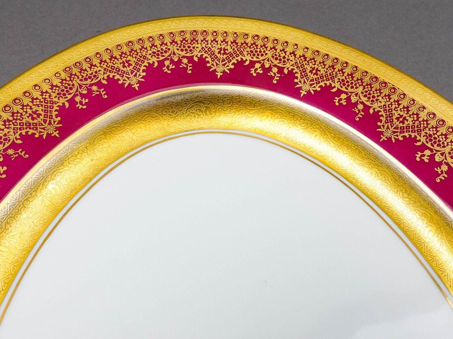DW Porzellan Karlsbader Wertarbeit Fuchsia Gold Encrusted Oval Serving Platter 2