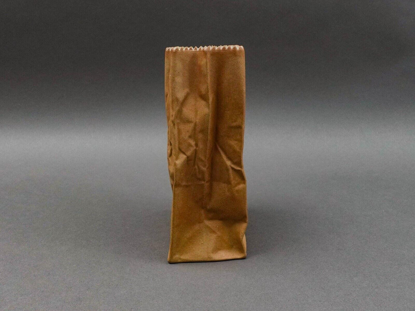 Rosenthal Germany Tapio Wirkkala Pop Art Crinkle Brown Paper Bag Vase 7 3/4"