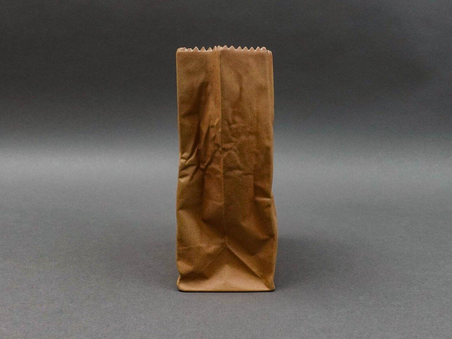 Rosenthal Germany Tapio Wirkkala Pop Art Crinkle Brown Paper Bag Vase 7 3/4"