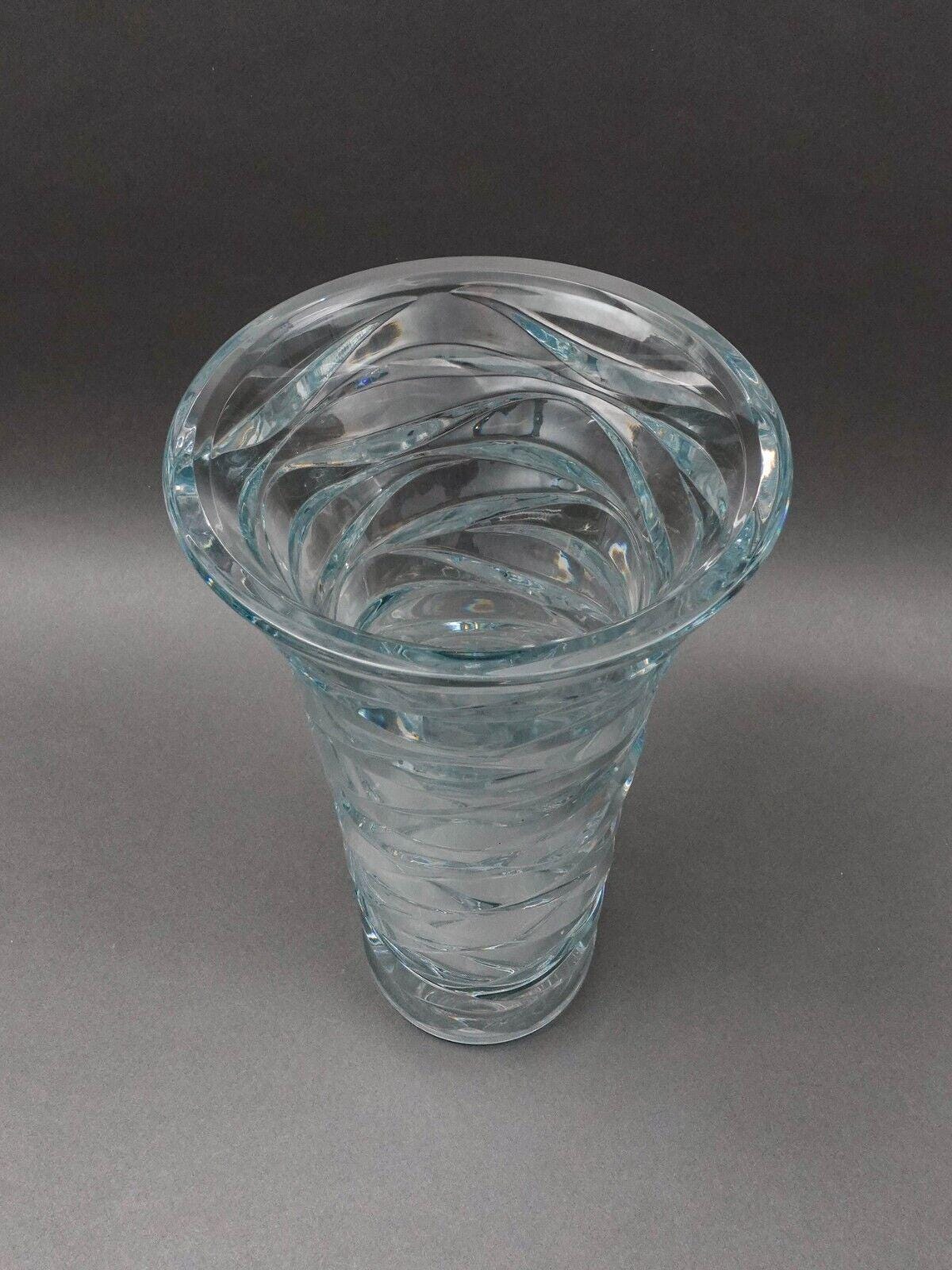 Tiffany & Co Emil Brost Waves Huge Heavy Crystal Statement Vase 14 1/2" (Read)