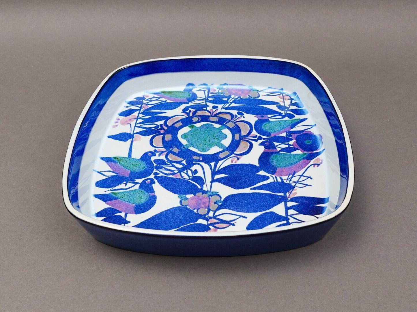 Royal Copenhagen Denmark Kari Christensen Fajance Birds Square Dish 144/2885