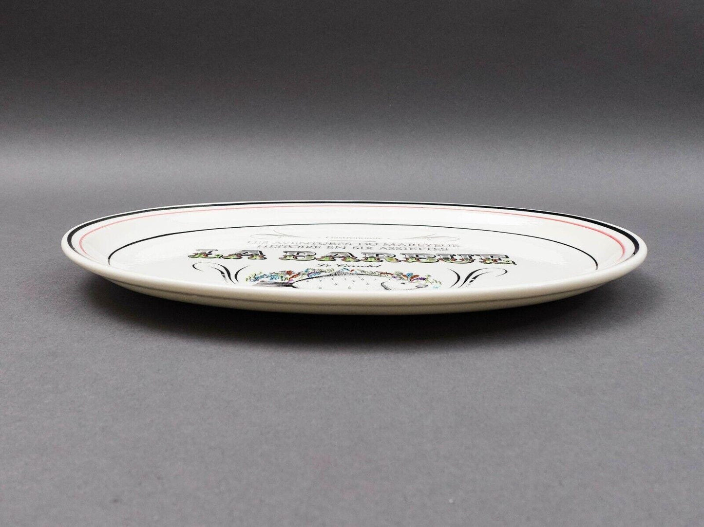 Gien France Les Adventures Du Mareyeur Thon Barbue L'Aiglefin Oval Fish Plates 3