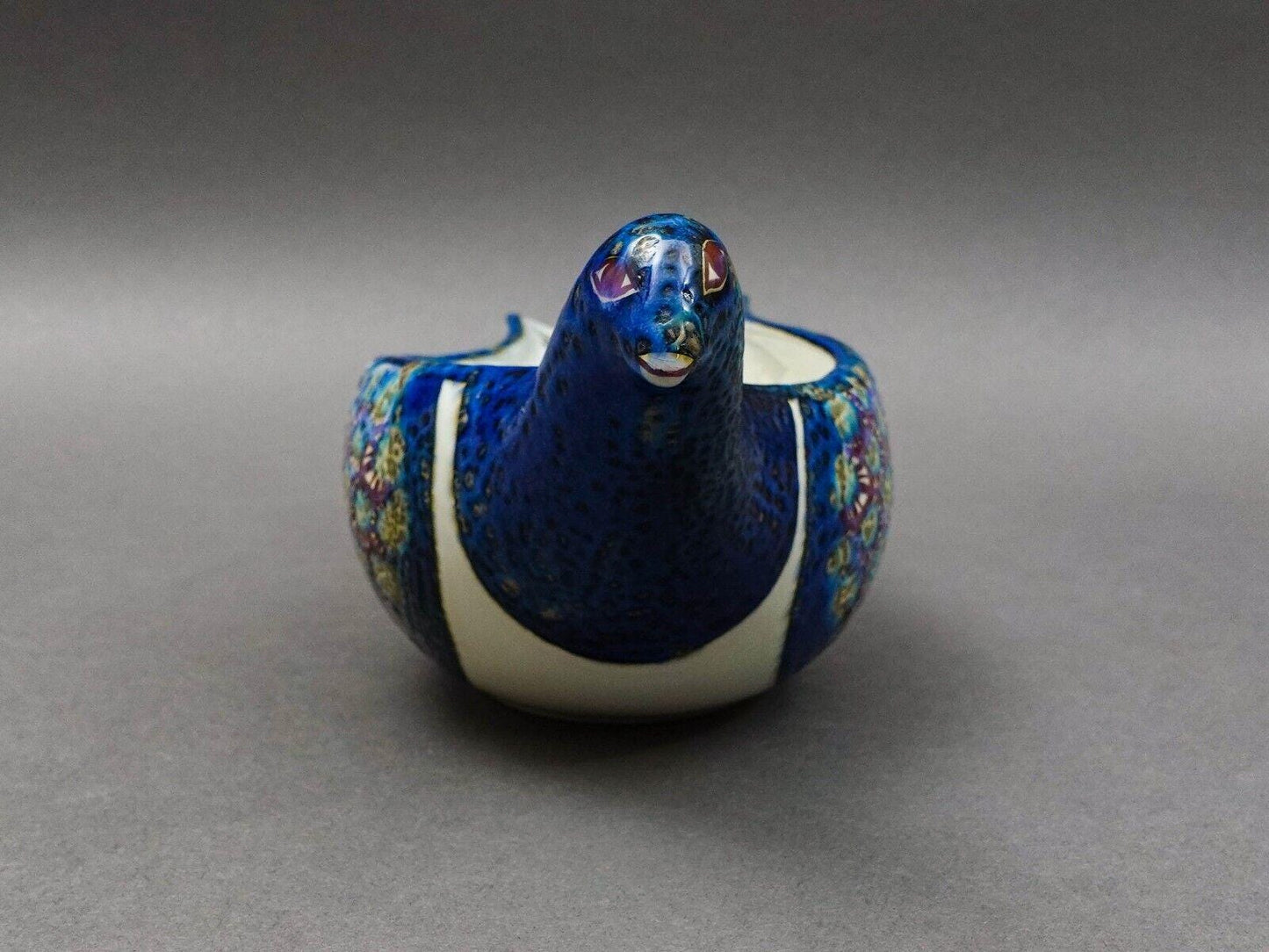 Royal Copenhagen Denmark Berte Jessen Fajance Pottery 431/2749 Peacock Bird Bowl