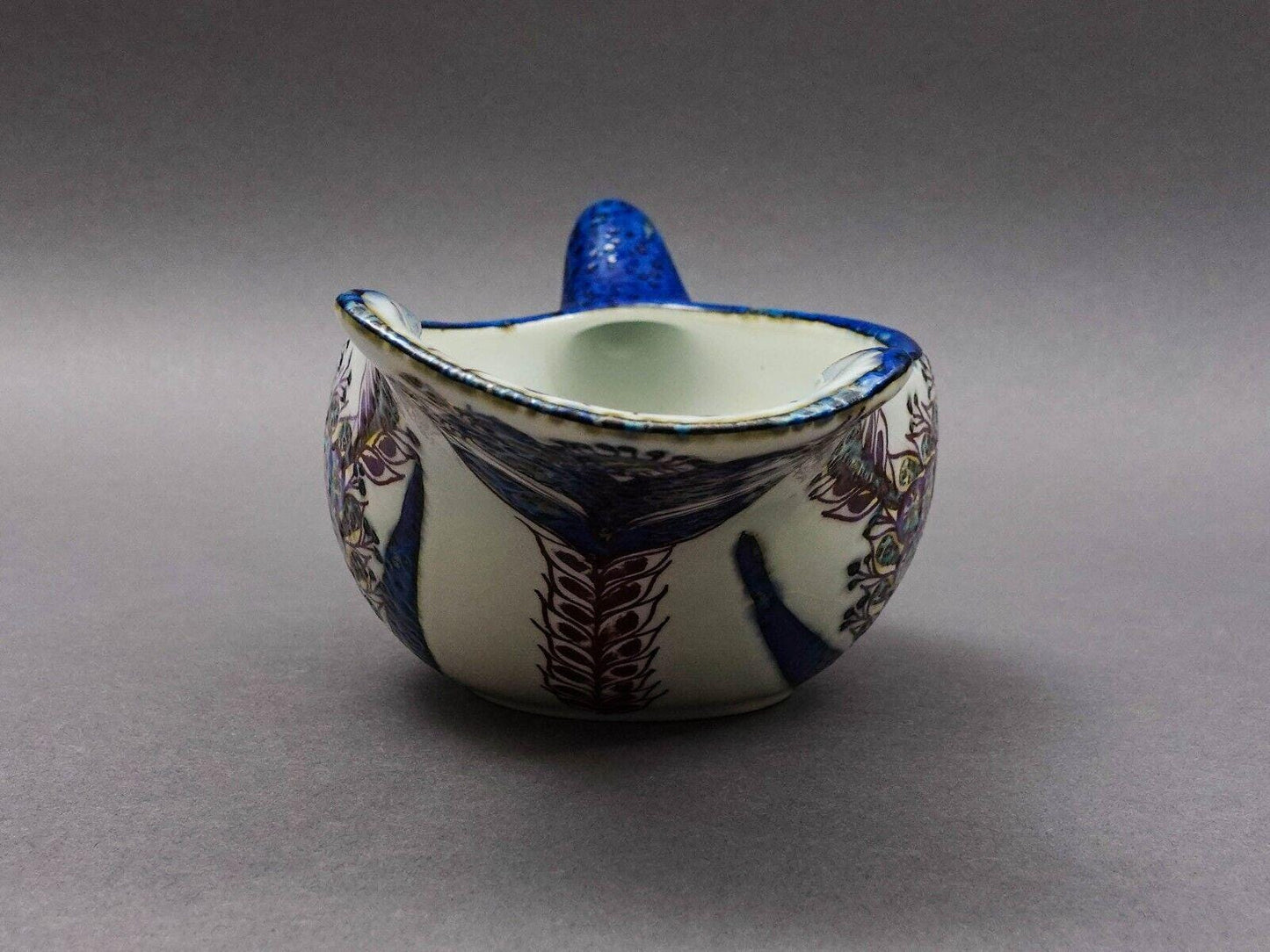 Royal Copenhagen Denmark Berte Jessen Fajance Pottery 431/2749 Peacock Bird Bowl