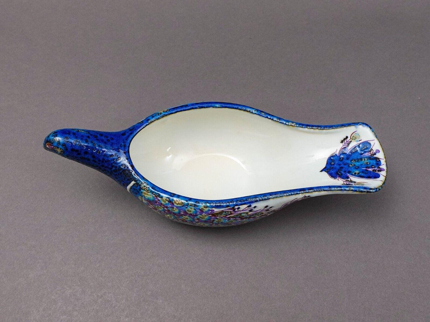Royal Copenhagen Denmark Berte Jessen Fajance Pottery 431/2749 Peacock Bird Bowl