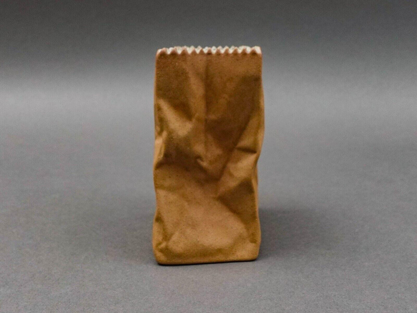 Rosenthal Germany Tapio Wirkkala Pop Art Crinkle Brown Paper Bag Vase 4 1/2"