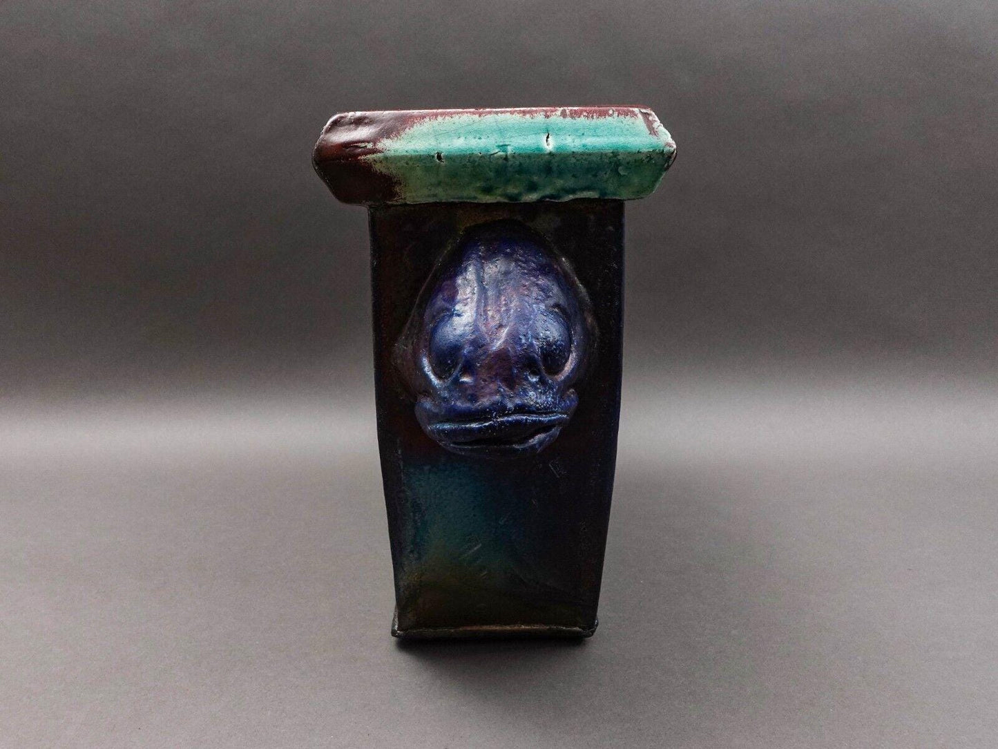 Charles Pearson Whitehead Street Studio Key West Fish Head Raku Art Pottery Vase