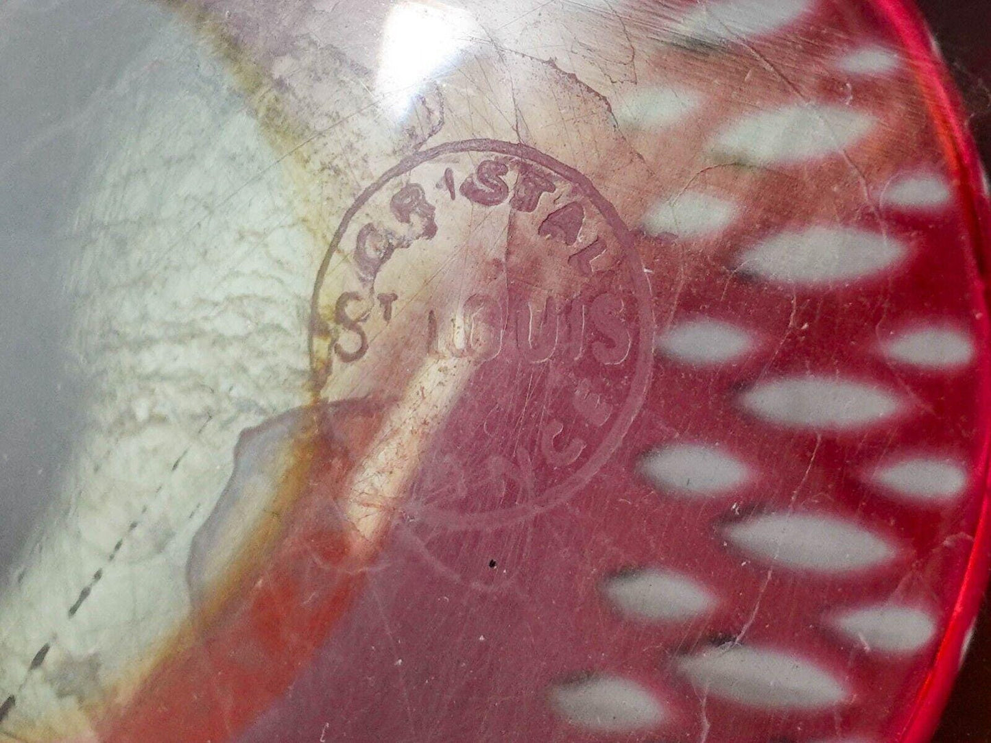 Saint St Louis Crystal France Thistle Red & Gold Encrusted Tea Tumbler Glass