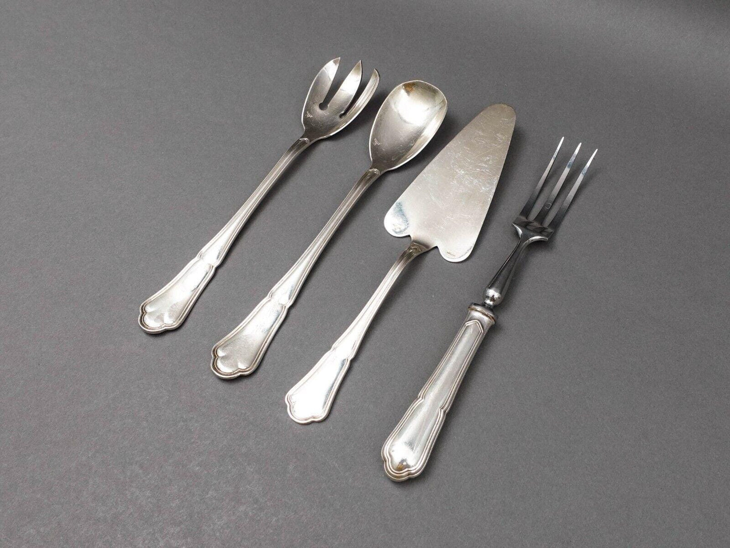 Ercuis France Silver Plate 4 Piece Salad Server Pie Server Meat Fork Serving Set