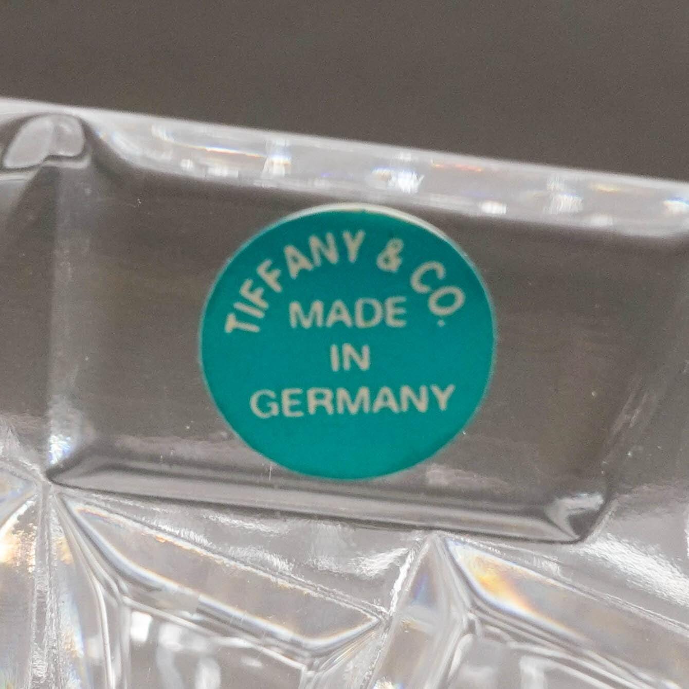 Tiffany & Co Crystal Germany Sierra Large 9" Square Art Glass Bowl With Box