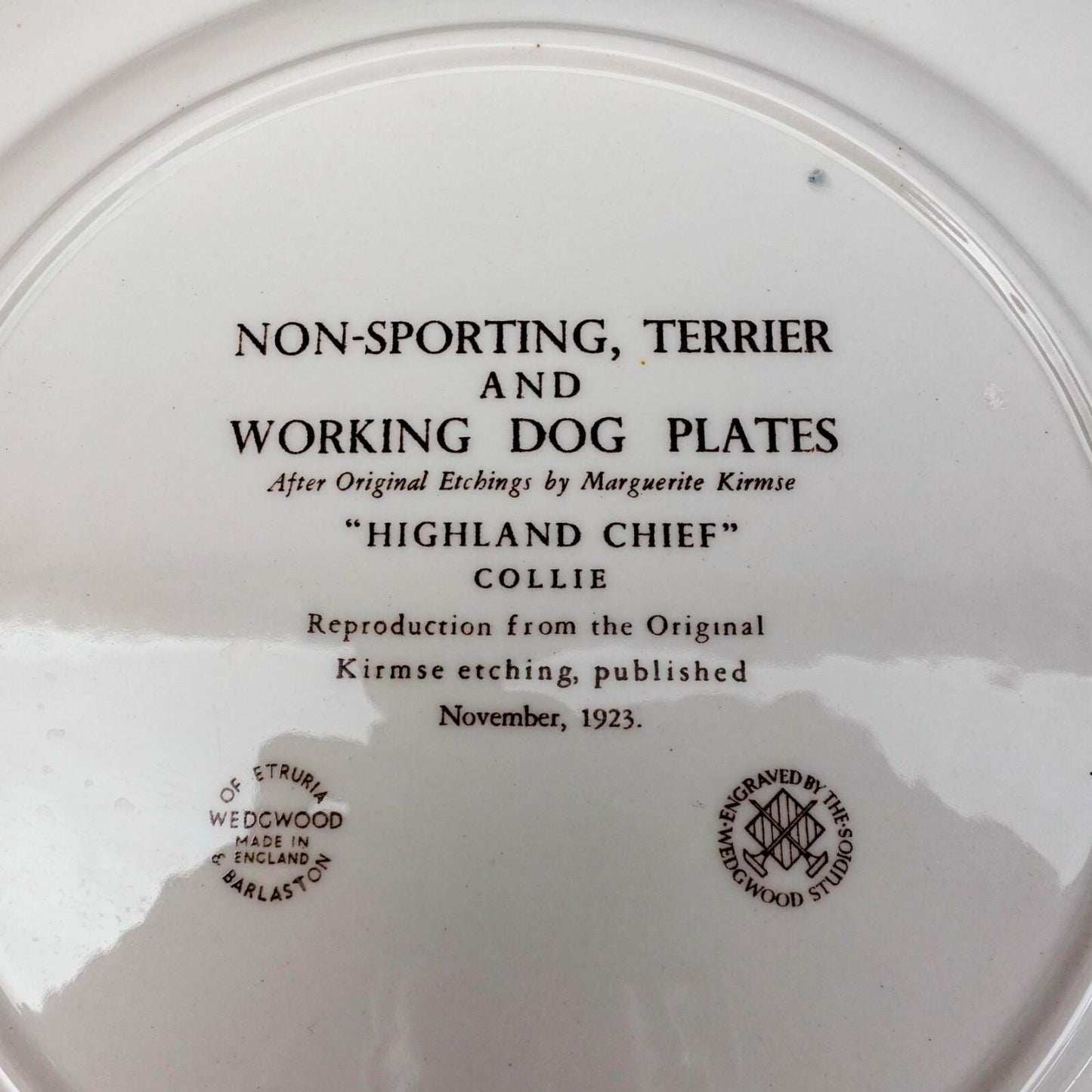 Wedgwood Non-Sporting Terrier Working Dog "Highland Chief " Collie Plate Kirmse