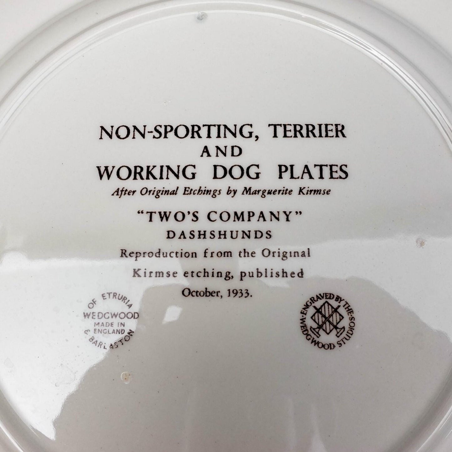 Wedgwood Non-Sporting Terrier Working Dog Two's Company Dachshunds Plate Kirmse