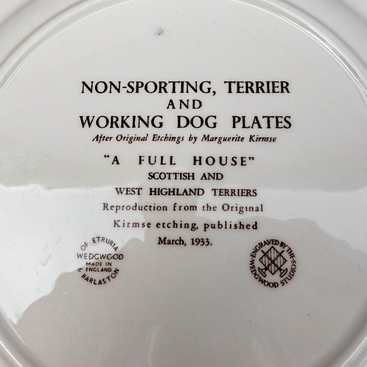 Wedgwood Working Dog "A Full House" Scottish West Highland Terriers Plate Kirmse