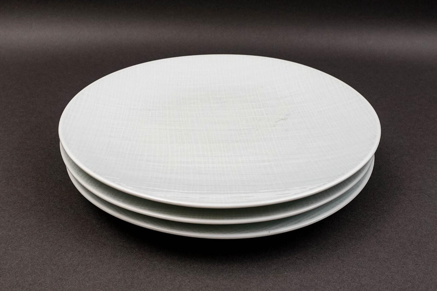 Bernardaud France Organza White Porcelain 11 1/2" Coupe Plate Set Of 3