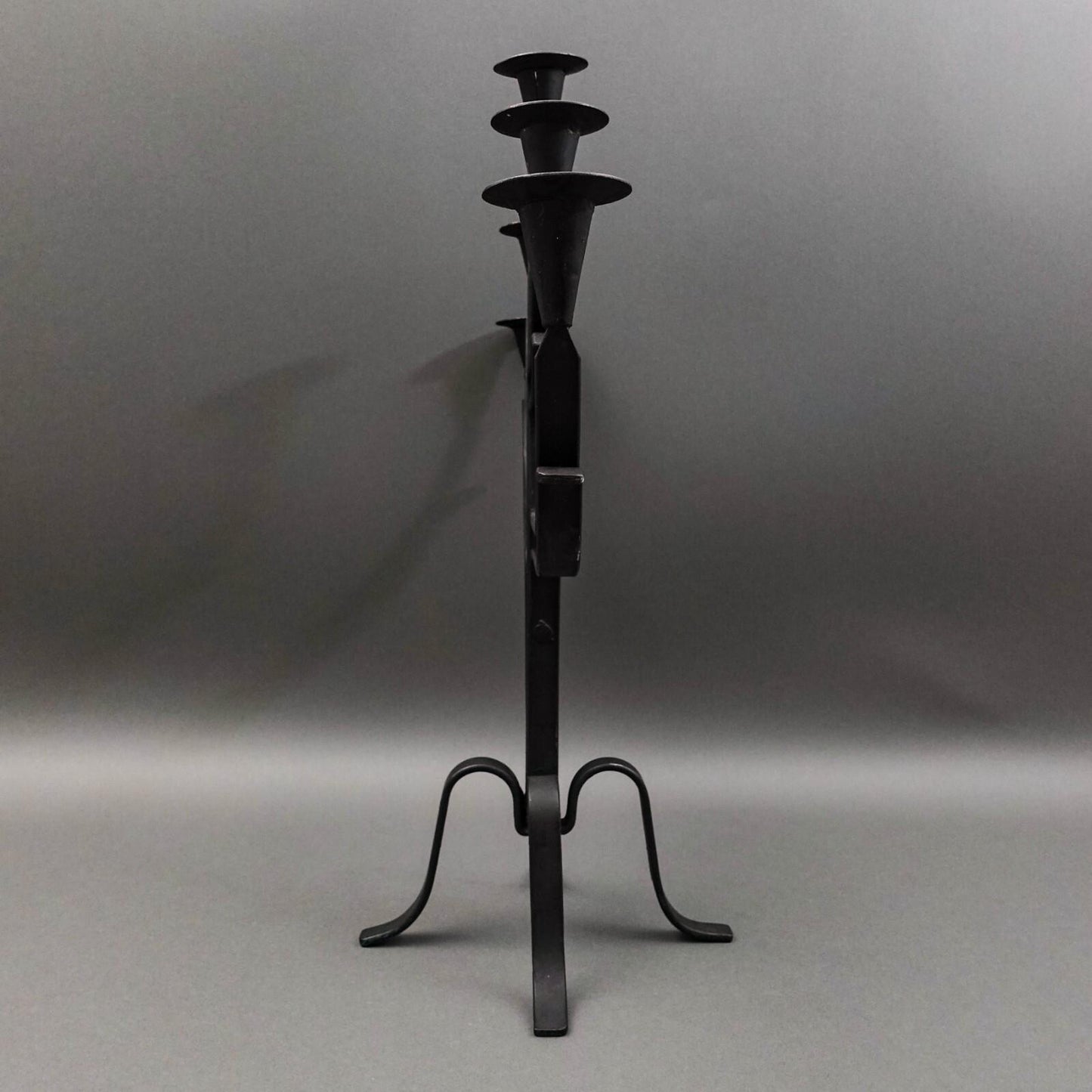 Vintage Spanish Brutalist Wrought Iron Candelabra 5 Candle Holder