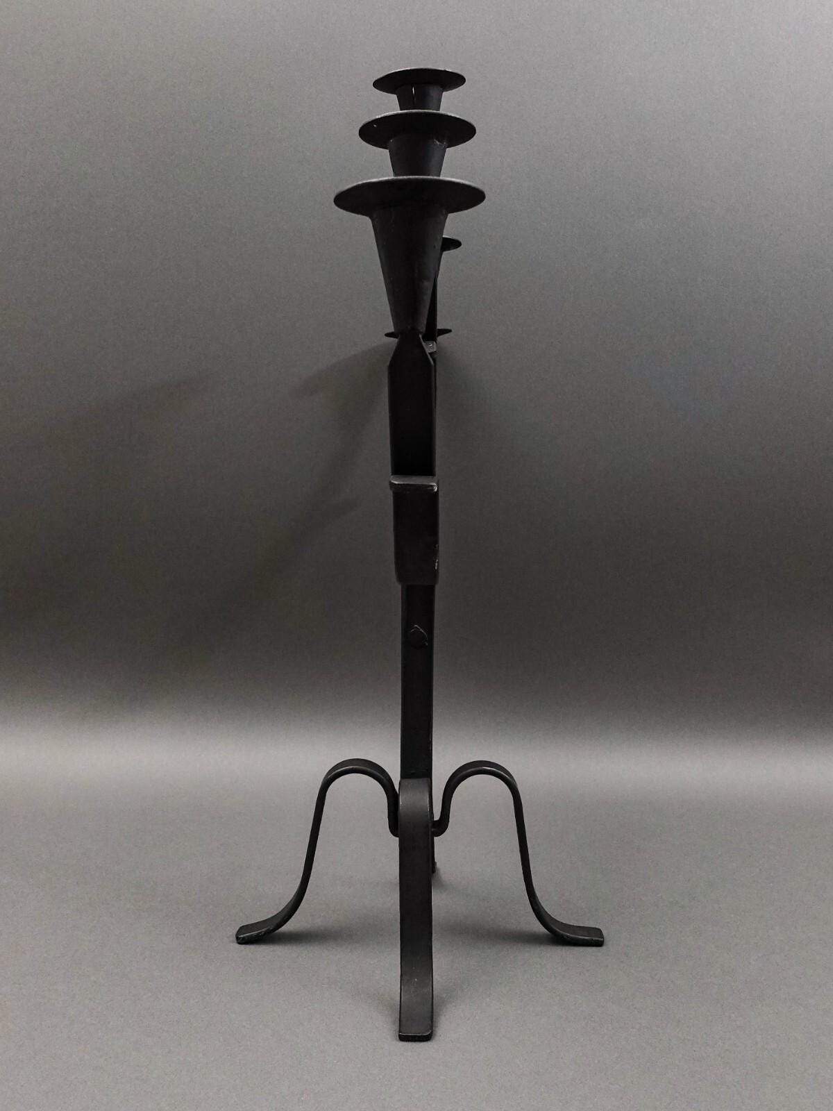 Vintage Spanish Brutalist Wrought Iron Candelabra 5 Candle Holder
