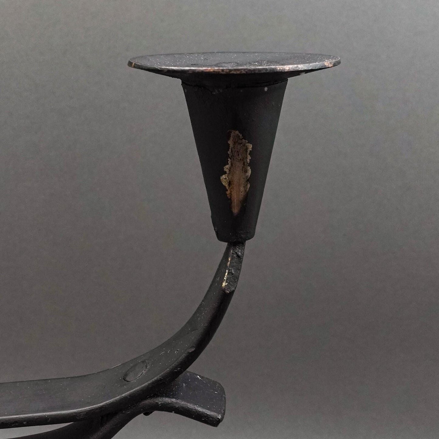 Vintage Spanish Brutalist Wrought Iron Candelabra 5 Candle Holder