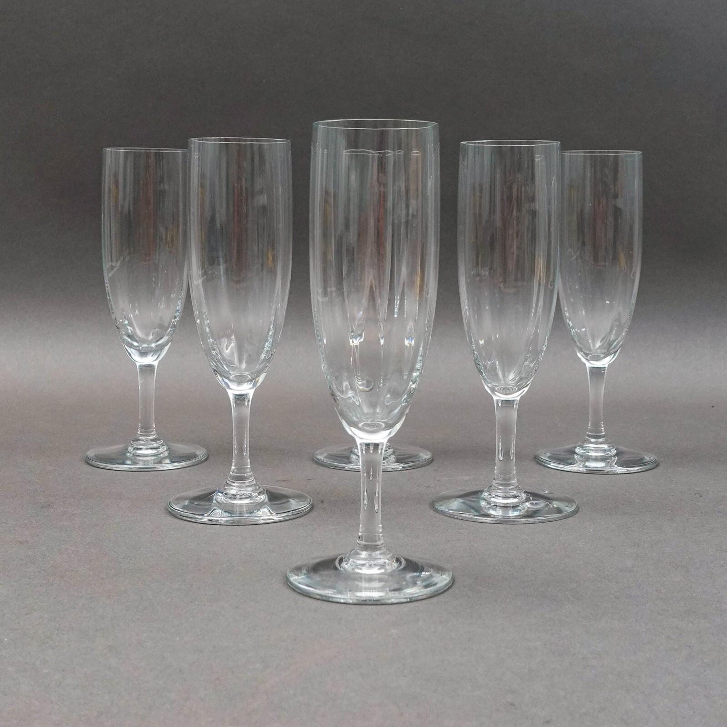 Baccarat France Montaigne Optic Crystal 6 3/4" Champagne Flutes Glasses Set Of 6