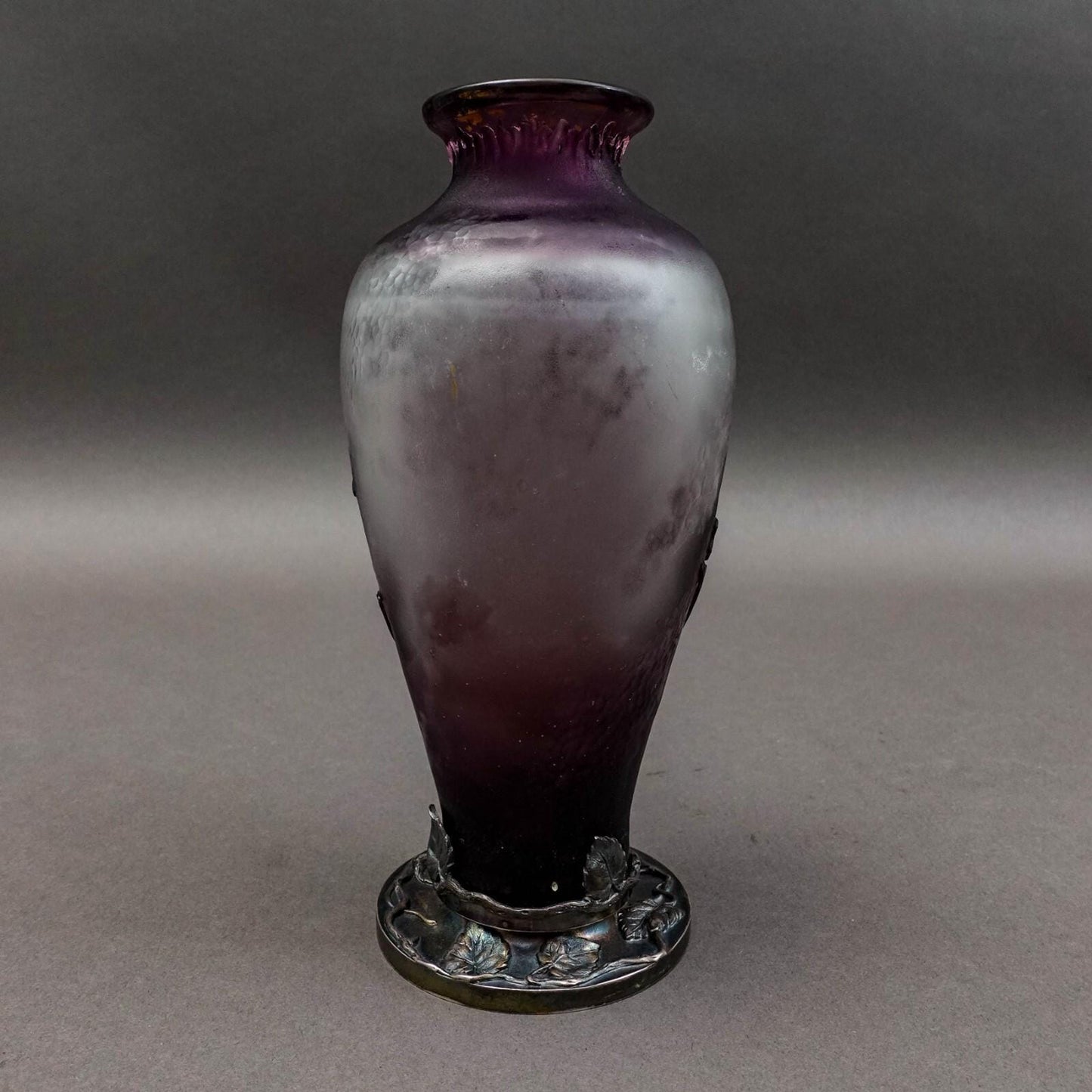 Burgun Schverer & Co Verrerie D'Art De Lorraine Floral Etched Cameo Glass Vase