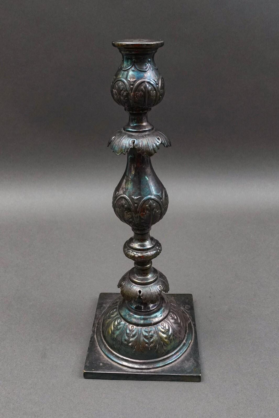 Fraget Warszawa Poland Shabbat Sabbath Silver Plated Candlestick Candle Holder