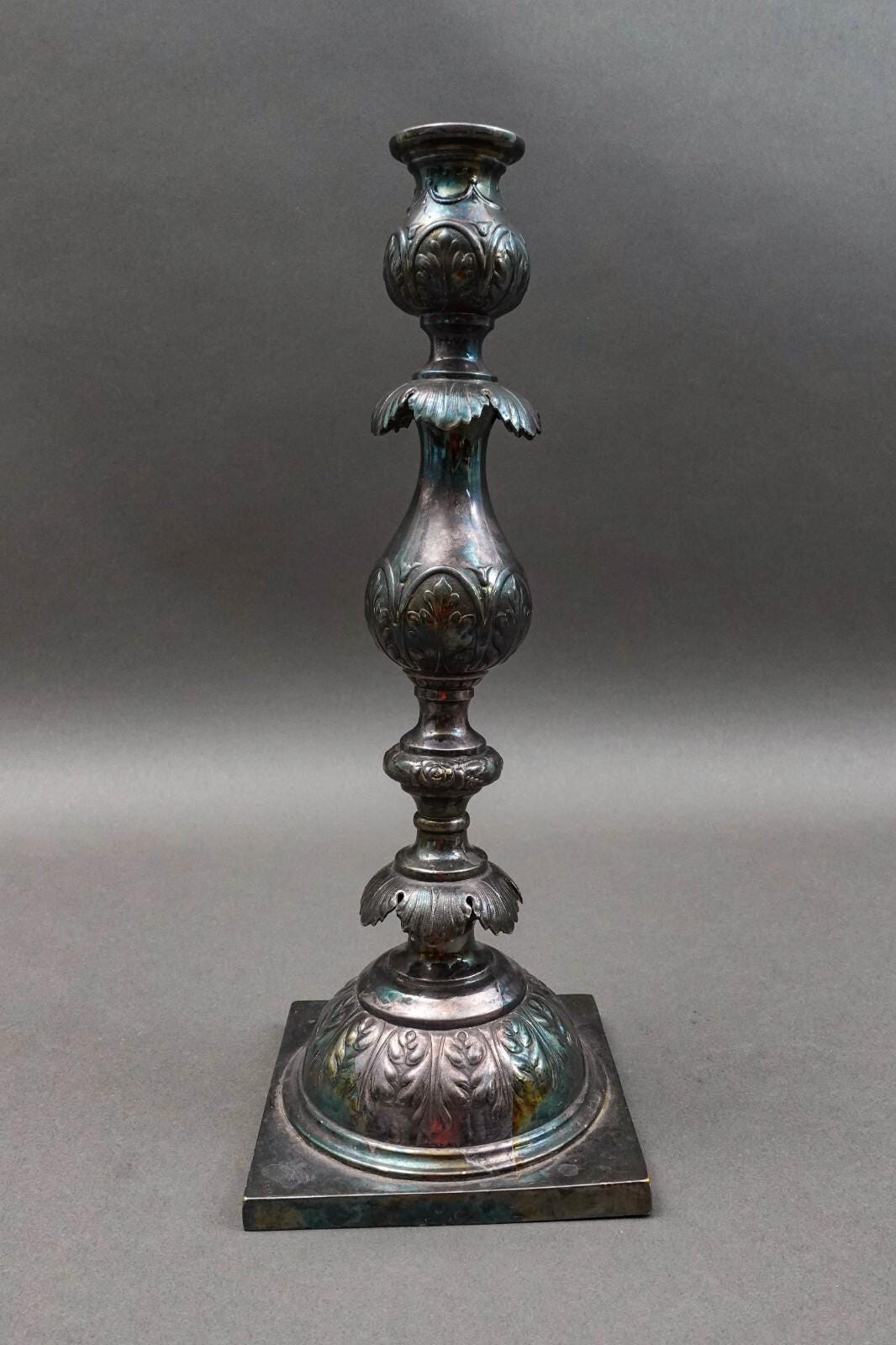 Fraget Warszawa Poland Shabbat Sabbath Silver Plated Candlestick Candle Holder